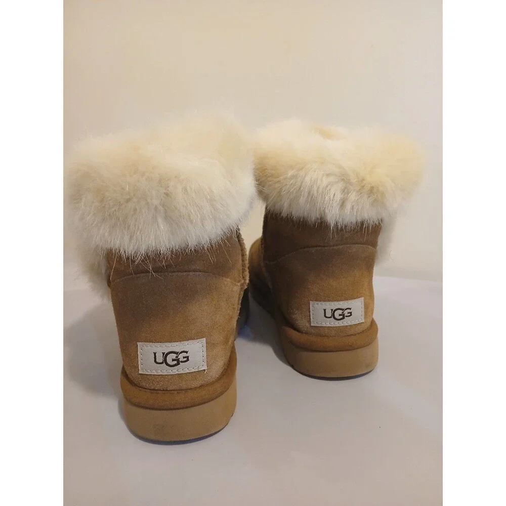 UGG Cathie Women's Fluff Fur Chestnut Boots Tan Size 7 MSRP $170